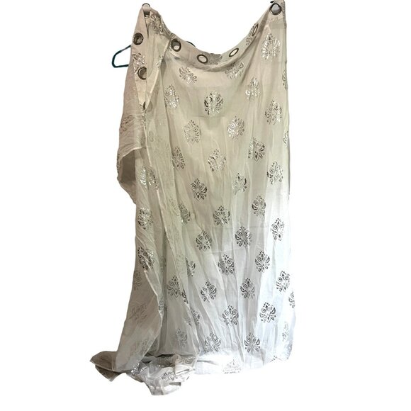 Dainty Home Set of 2 White & Silver Curtain Panels with Grommets 98" x 36" - Picture 3 of 9